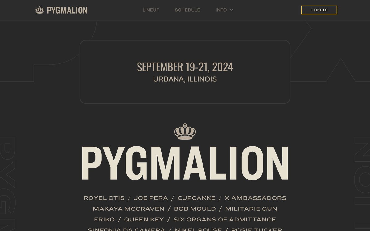 Pygmalion website homepage